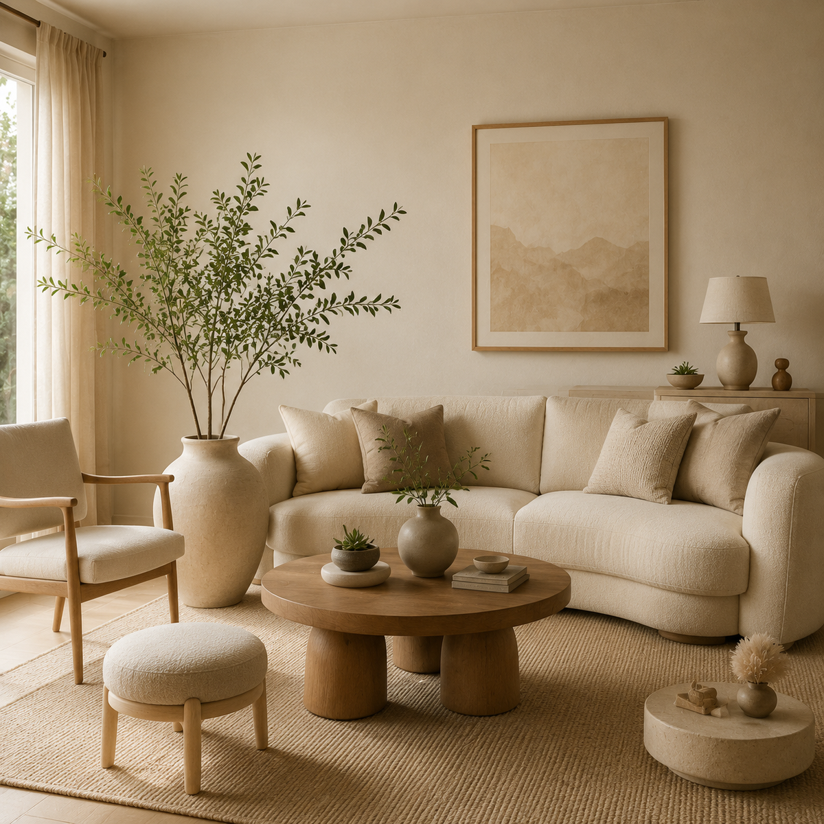 Modern Organic interior inspiration with warm natural decor and ambient lighting