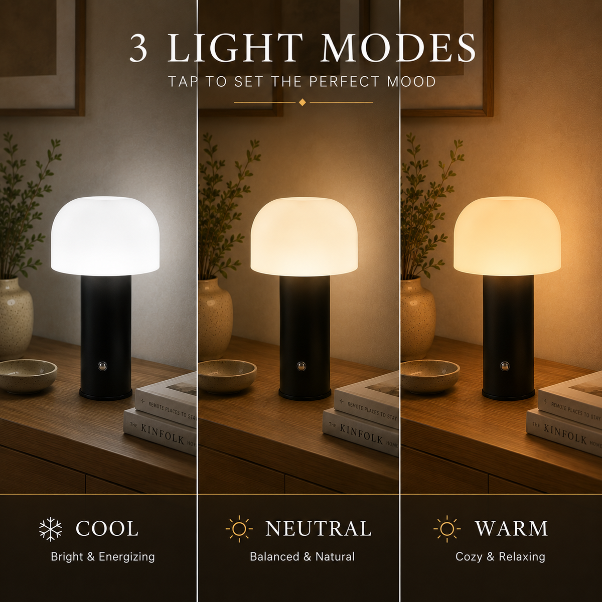 Mushroom Glow Rechargeable Table Lamp