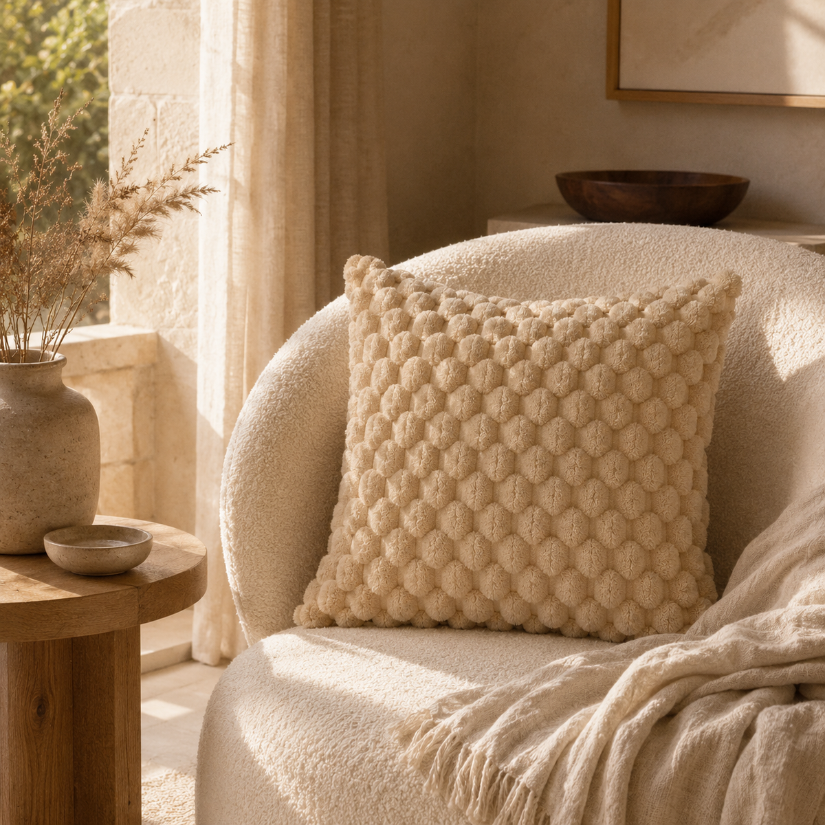 Luxe Plush Grid Cushion Cover