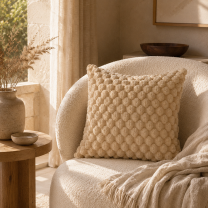 Luxe Plush Grid Cushion Cover