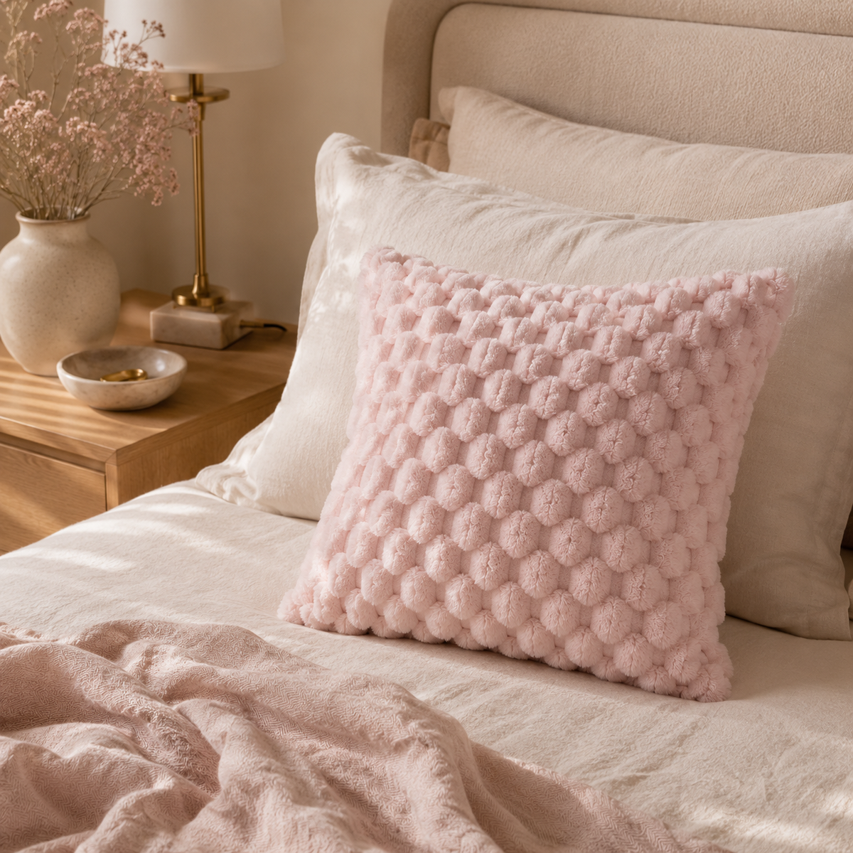 Luxe Plush Grid Cushion Cover