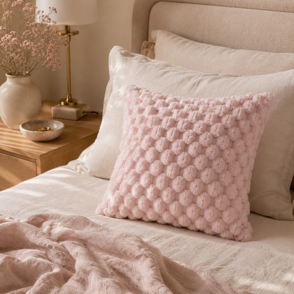 Luxe Plush Grid Cushion Cover