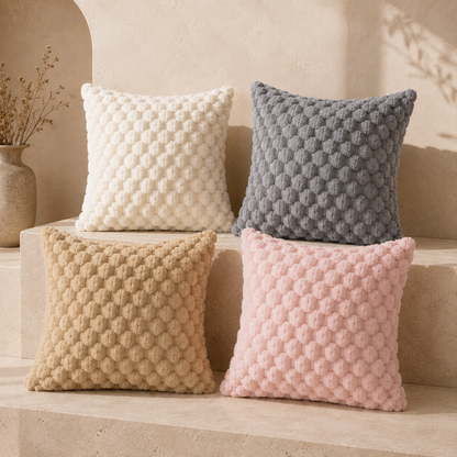 Luxe Plush Grid Cushion Cover