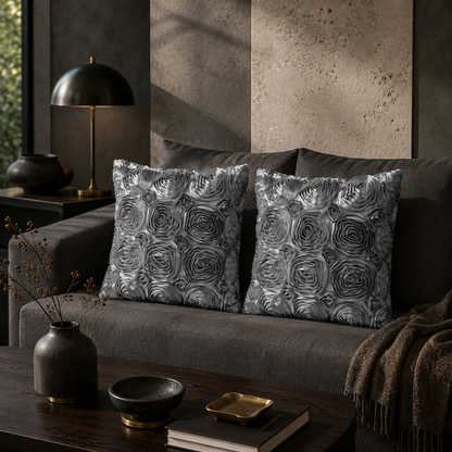 Rosé Bloom 3D Floral Cushion Cover Set