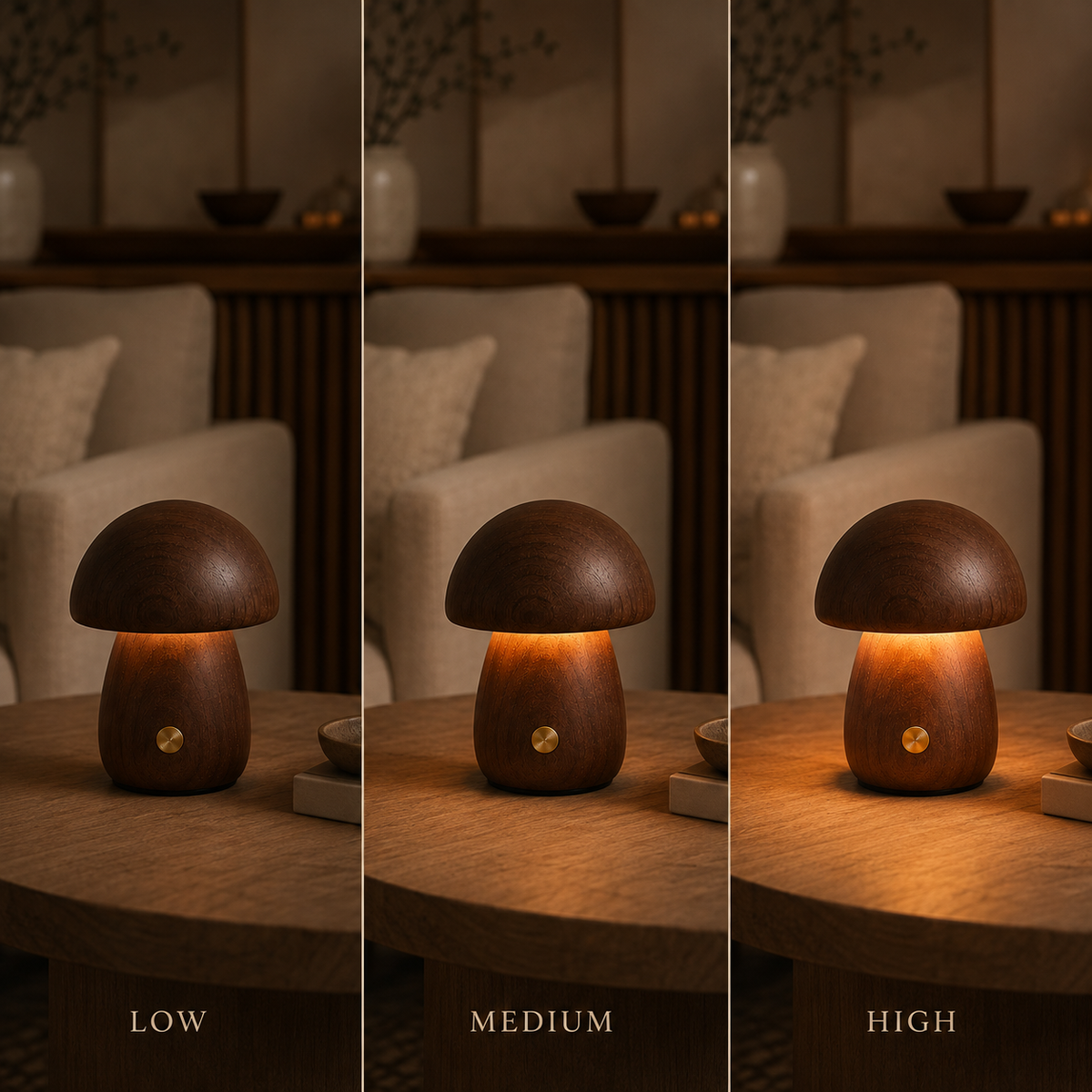 Wooden Mushroom Ambient Table Lamp