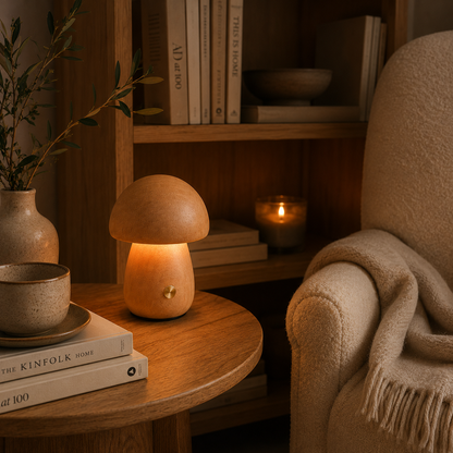 Wooden Mushroom Ambient Table Lamp