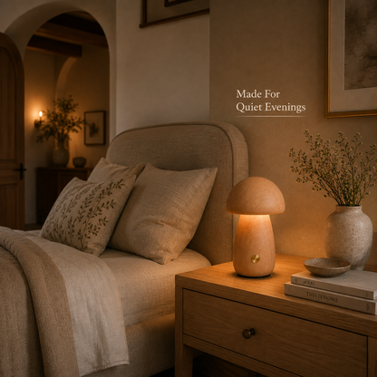 Wooden Mushroom Ambient Table Lamp