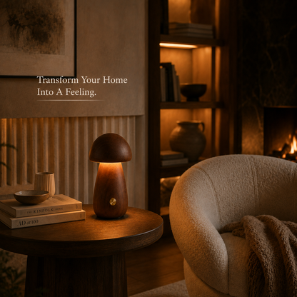 Wooden Mushroom Ambient Table Lamp