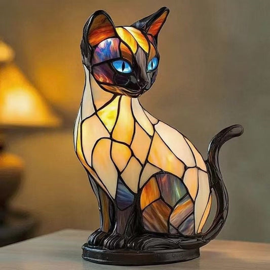 Tiffany‑Style Stained Glass Mosaic Animal Lamp Night Light