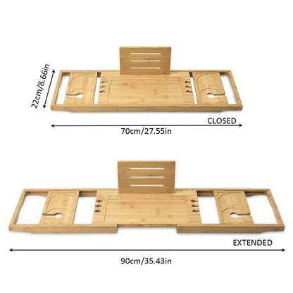 Bamboo bathtub caddy organizer