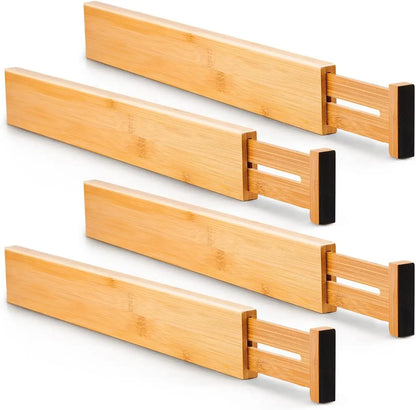 Adjustable bamboo drawer dividers