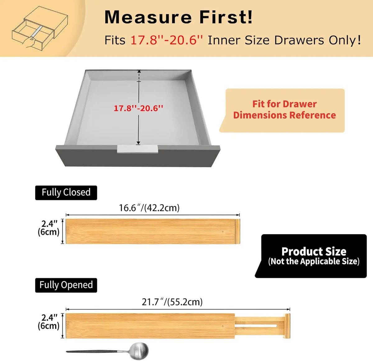Adjustable bamboo drawer divider detail