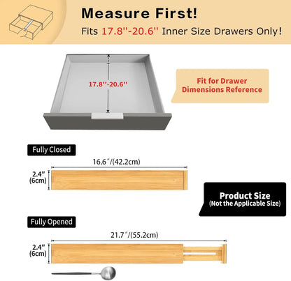 Adjustable bamboo drawer divider detail