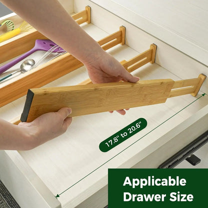 Natural bamboo drawer organization