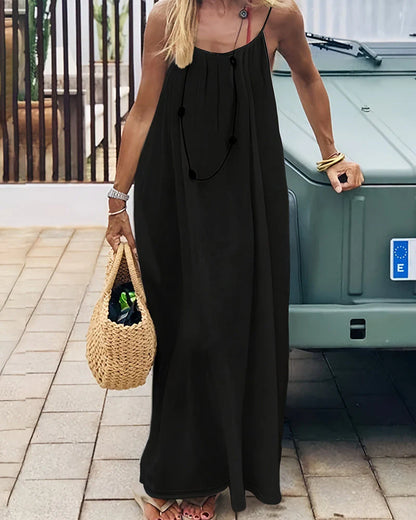 Women's Solid Color Backless Cami Dress