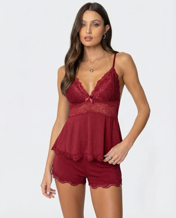 Midnight Kiss Lace Set - Burgundy