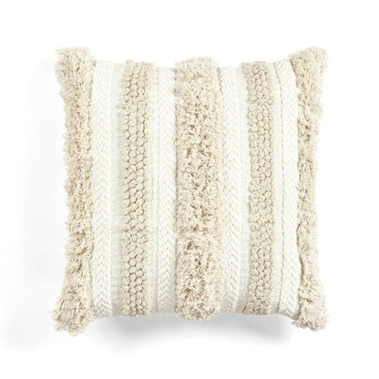 Ivory tufted cotton decorative pillow cover, 20 by 20 inches