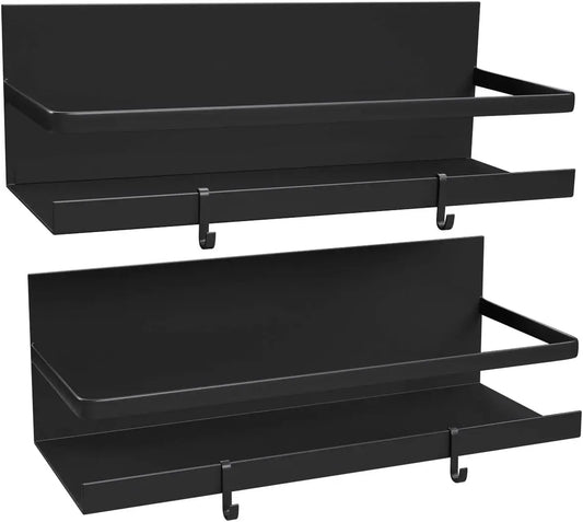 Matte black magnetic spice rack for refrigerator