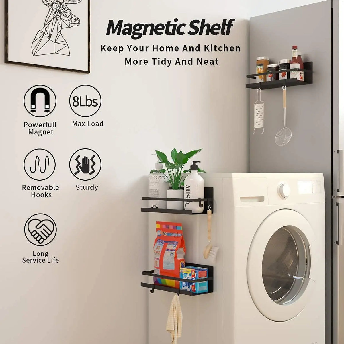 Black magnetic spice organizer detail
