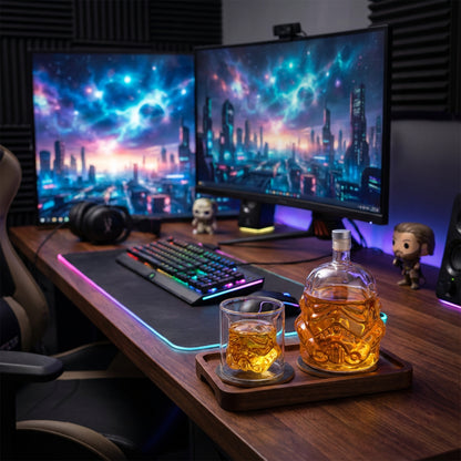 Stormtrooper Helmet Whiskey Decanter Set – 750ml Glass Bottle with 2 Double-Wall Glasses