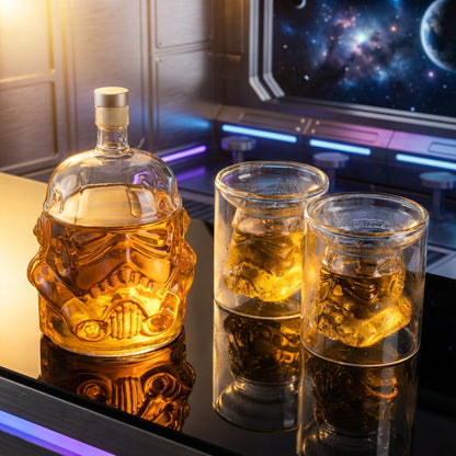 Stormtrooper Helmet Whiskey Decanter Set – 750ml Glass Bottle with 2 Double-Wall Glasses