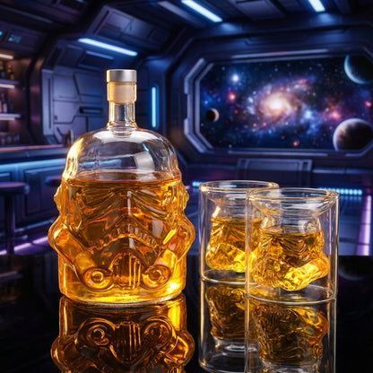 Stormtrooper Helmet Whiskey Decanter Set – 750ml Glass Bottle with 2 Double-Wall Glasses